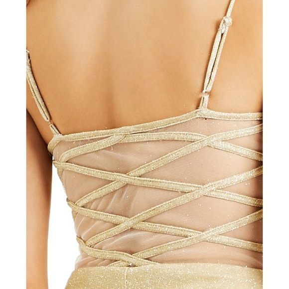 B Darlin Glitter-Knit Gown with Mesh Back - Picture 4 of 5